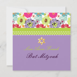 Invitación PixDezines Alegre floral, Bat Mitzvah