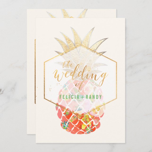 Invitación PixDezines Aloha Hawaiian Pineapples/DIY Backgroun (Anverso / Reverso)