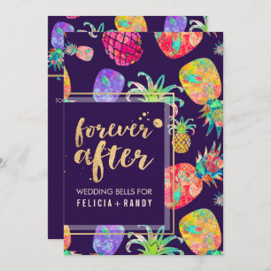 Invitación PixDezines Aloha Hawaiian Pineapples/DIY Púrpura