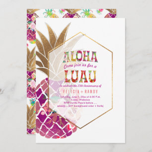 Invitación PixDezines Aloha Hawaiian Pineapples/DIY Verde azu