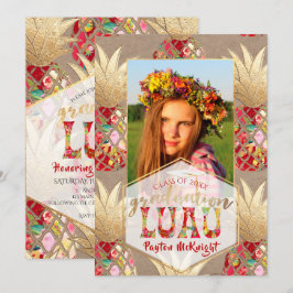 Invitación PixDezines Aloha Piñas, Luau de Graduación