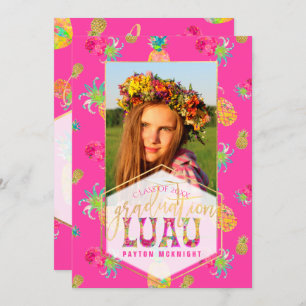 Invitación PixDezines Aloha Pineapples Graduación Luau
