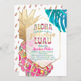 Invitación PixDezines Aloha Pineapples/Luau Rosa/Graduación