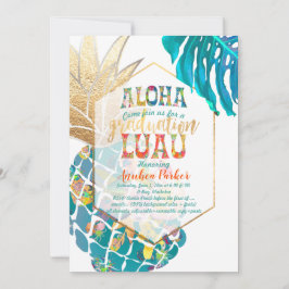 Invitación PixDezines Aloha Pineapples/Luau Verde azulado/Gra