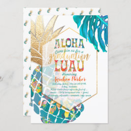 Invitación PixDezines Aloha Pineapples/Luau Verde azulado/Gra