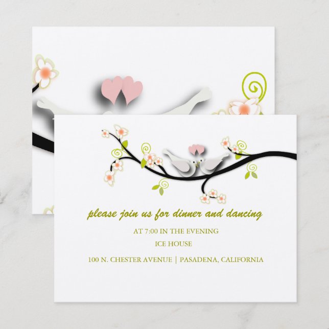 Invitación PixDezines ama las palomas/color de fondo diy (Anverso / Reverso)