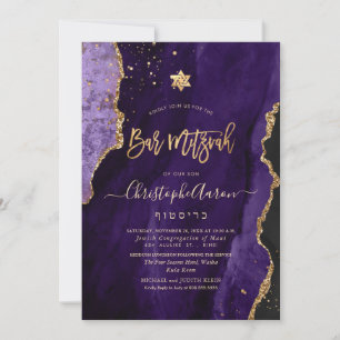 Invitación PixDezines Amatista Aguamarina en agua, oro y púrp