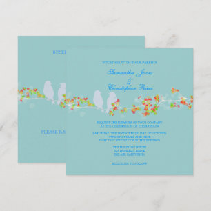 Invitación PixDezines AMOR AVES / FONDO DE COLOR DIY