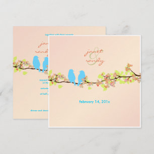 Invitación PixDezines AMOR PÁJAROS/AZUL/FONDO DIY