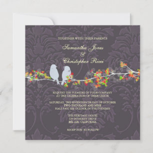 Invitación PixDezines AMOR POR LOS PÁJAROS/DAMASCO PURPURA