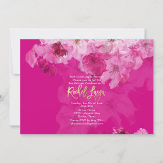 Invitación PixDezines Aquarela Floral Bat Mitzvah