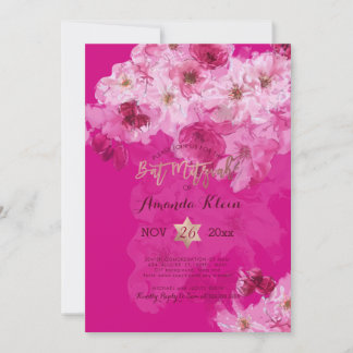 Invitación PixDezines Aquarela Floral Bat Mitzvah