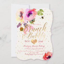 Invitación PixDezines Aquarela Floral Brunch+Burbujas