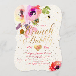Invitación PixDezines Aquarela Floral Brunch+Burbujas