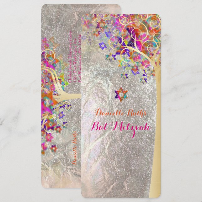 Invitación PixDezines árbol de la vida mitzvah/DIY (Anverso / Reverso)