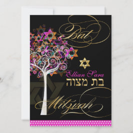 Invitación PixDezines Árbol de vida Mitzvah/fondo DIY