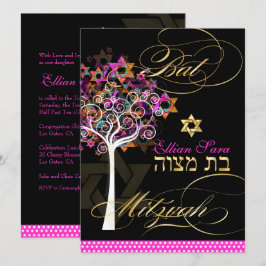 Invitación PixDezines Árbol de vida Mitzvah/fondo DIY