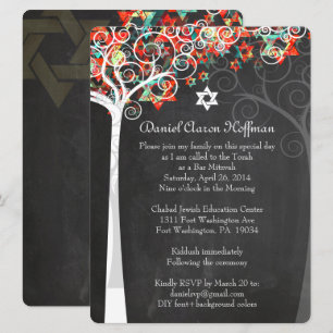 Invitación PixDezines árbol de vida mitzvah/pizarra