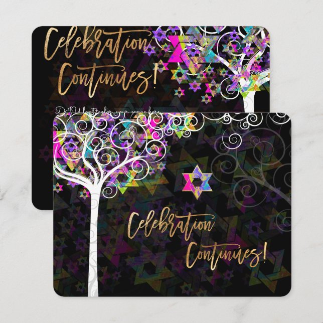 Invitación PixDezines Árbol de vida Mitzvah/Recepción (Anverso / Reverso)