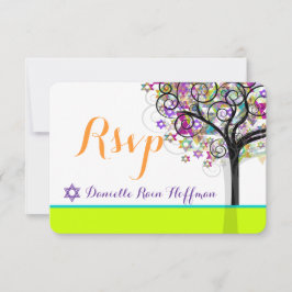 Invitación PixDezines árbol de vida para Bat Mitzvah/fondo de