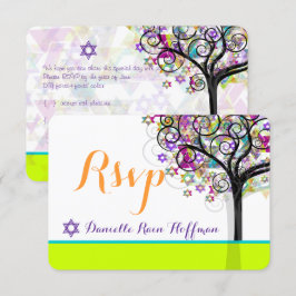 Invitación PixDezines árbol de vida para Bat Mitzvah/fondo de