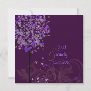 Invitación PixDezines arboles de arce violeta retro