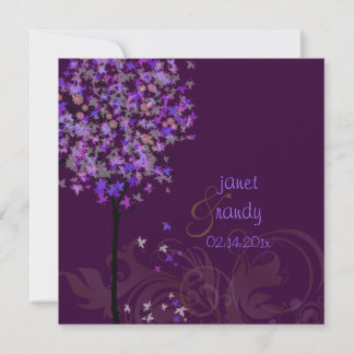 Invitación PixDezines arboles de arce violeta retro