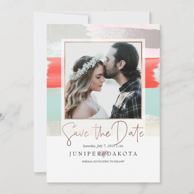 Invitación PixDezines Arte Moderno, Sage+Coral (Anverso)