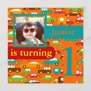 Invitación PixDezines autos+camiones/ cumpleaños/color DIY