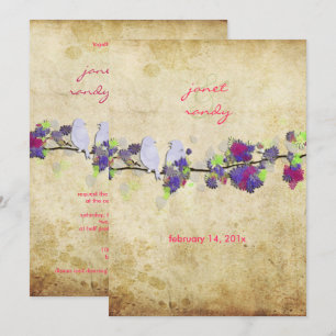 Invitación PixDezines Aves amadas/lilac vintage