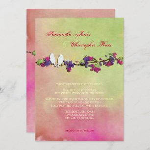 Invitación PixDezines Aves de amor originales en acuarela