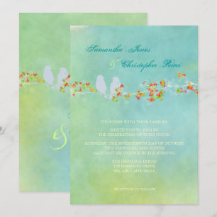 Invitación PixDezines Aves de amor originales en acuarela