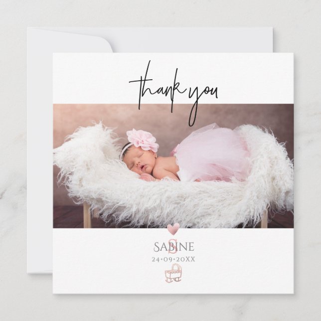 Invitación PixDezines Baby Shower Gracias Rosa Gold (Anverso)