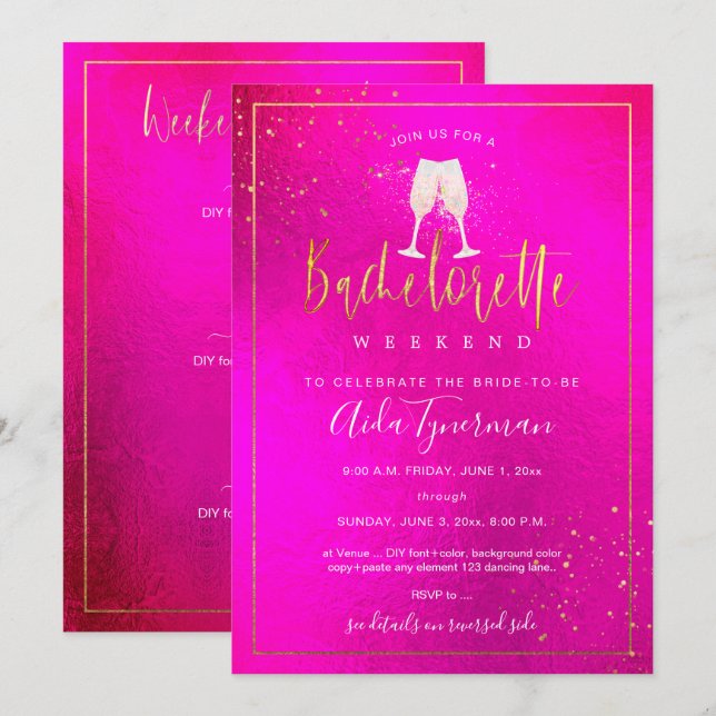 Invitación PixDezines Bachelorette Fin de semana caliente en  (Anverso / Reverso)