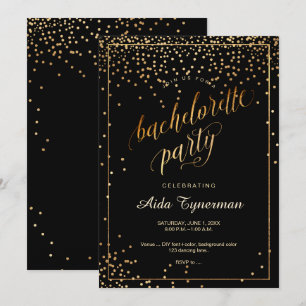 Invitación PixDezines Bachelorette Party Faux Gold Confetti