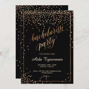 Invitación PixDezines Bachelorette Party Faux Gold Confetti
