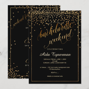 Invitación PixDezines Bachelorette Weekend Faux Gold Confetti