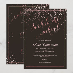 Invitación PixDezines Bachelorette Weekend Faux Rosa Gold