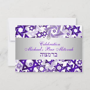 Invitación PixDezines bar de recepción mitzvah/violeta/plata
