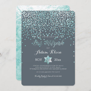Invitación PixDezines Bar Mitzvah/Blue Confetti