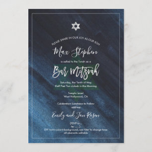 Invitación PixDezines Bar Mitzvah Color azul brillante