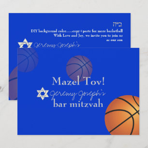 Invitación ✡ PixDezines Bar Mitzvah de Baloncesto/DIY Color