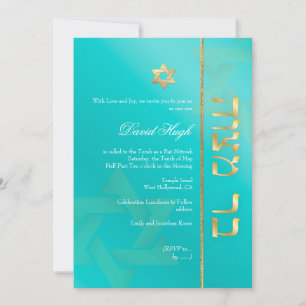 Invitación PixDezines Bar Mitzvah elegante/aqua azul