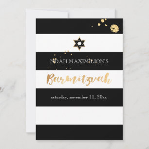 Invitación PixDezines bar mitzvah en blanco/negro/rayas