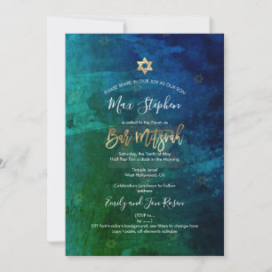 Invitación PixDezines Bar Mitzvah Marina+Agua Esmeralda