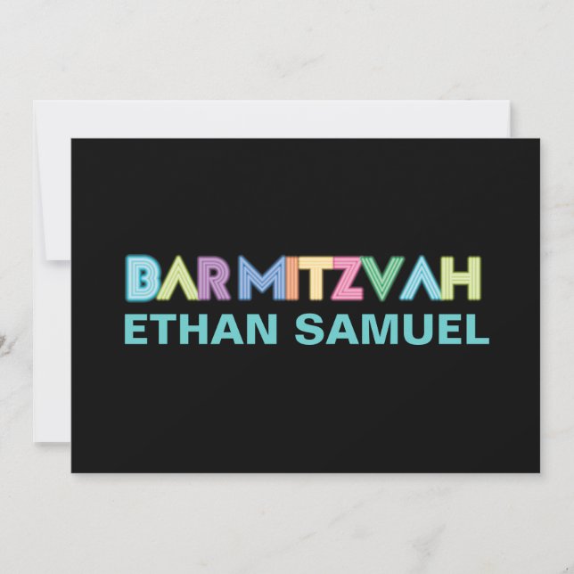 Invitación PixDezines bar mitzvah neon (Anverso)
