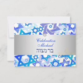 Invitación PixDezines barra de recepción bar mitzvah/azul/pla