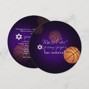 Invitación PixDezines Basketball Bar Mitzvah/DIY Color