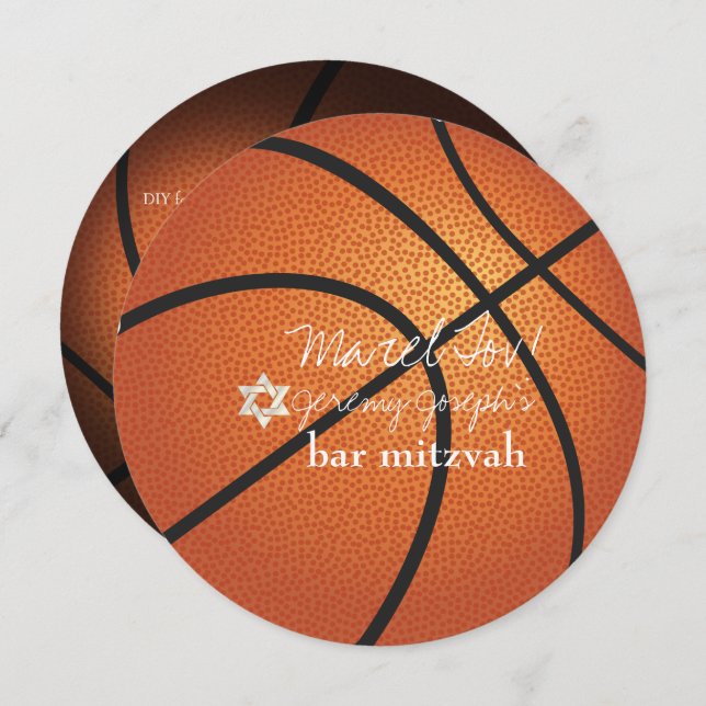 Invitación ✡ PixDezines Básquetbol Bar Mitzvah (Anverso / Reverso)