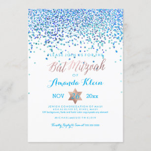 Invitación PixDezines Bat Mitzvah/Blue/Aqua/Verde azulado/Con
